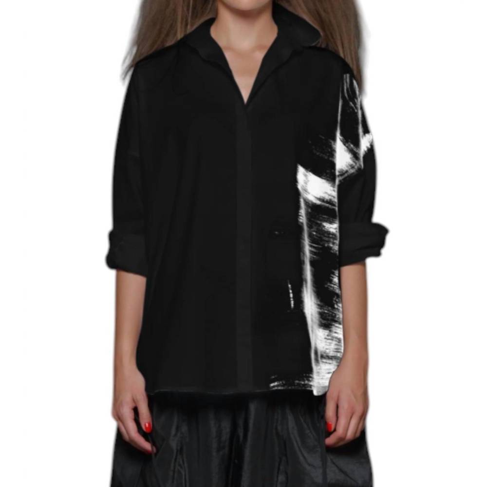 NEW SIMPLY MILA stroke boxy shirt in black